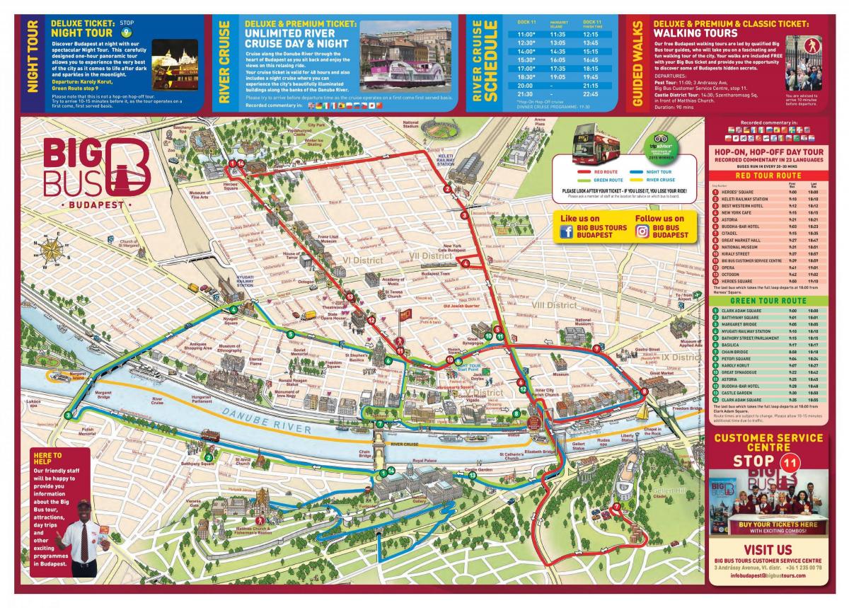 budapešť veľké bus tour mapu