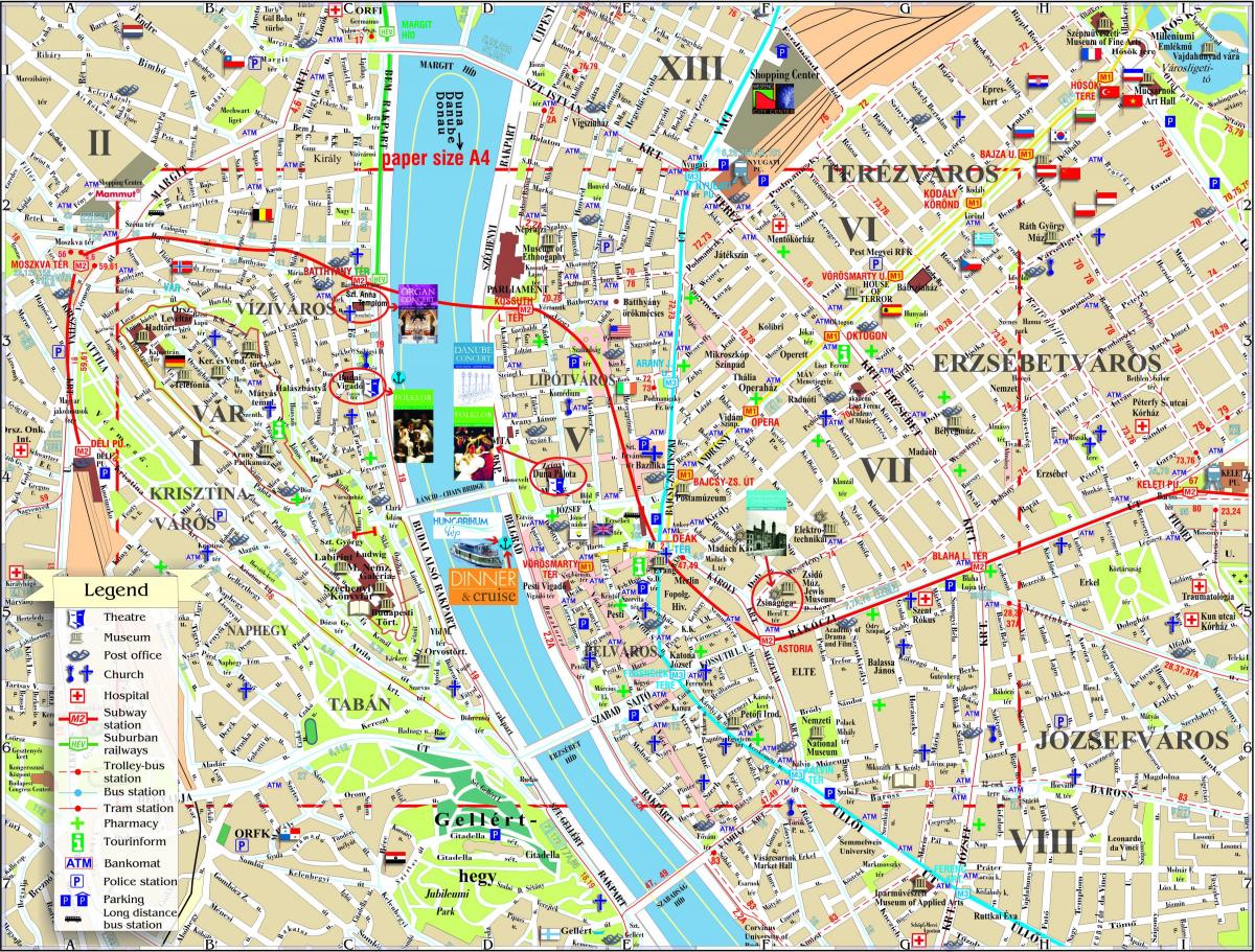 budapešť mapa mesta s atrakciami