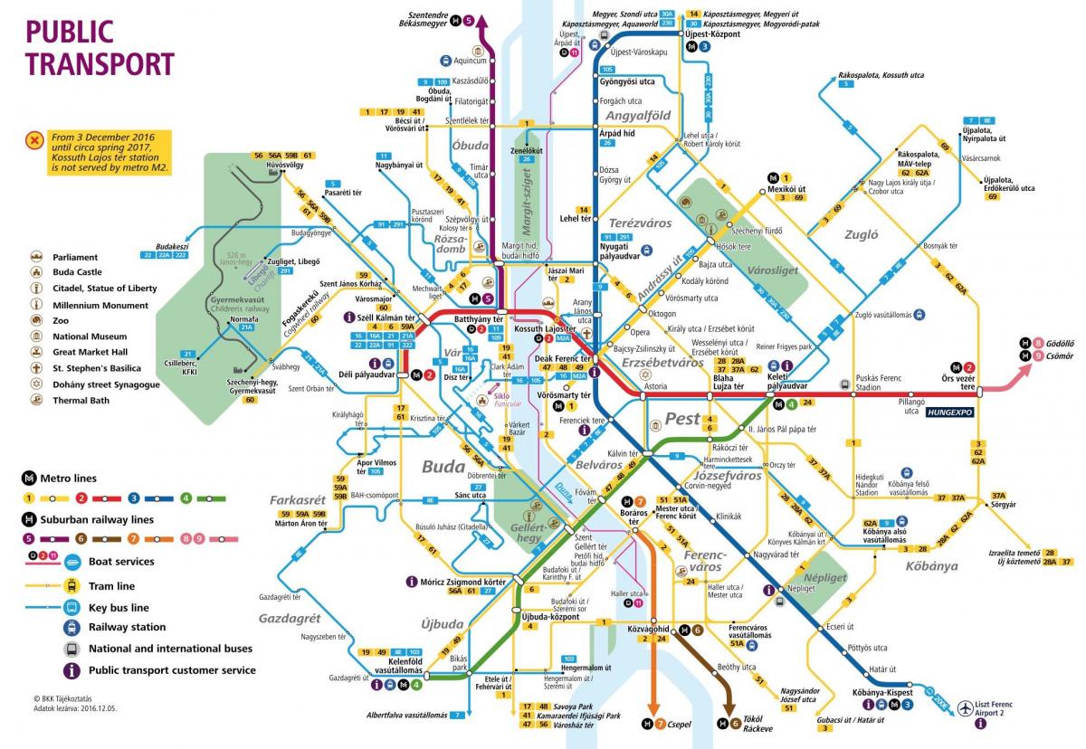 mapu budapešti verejnej dopravy