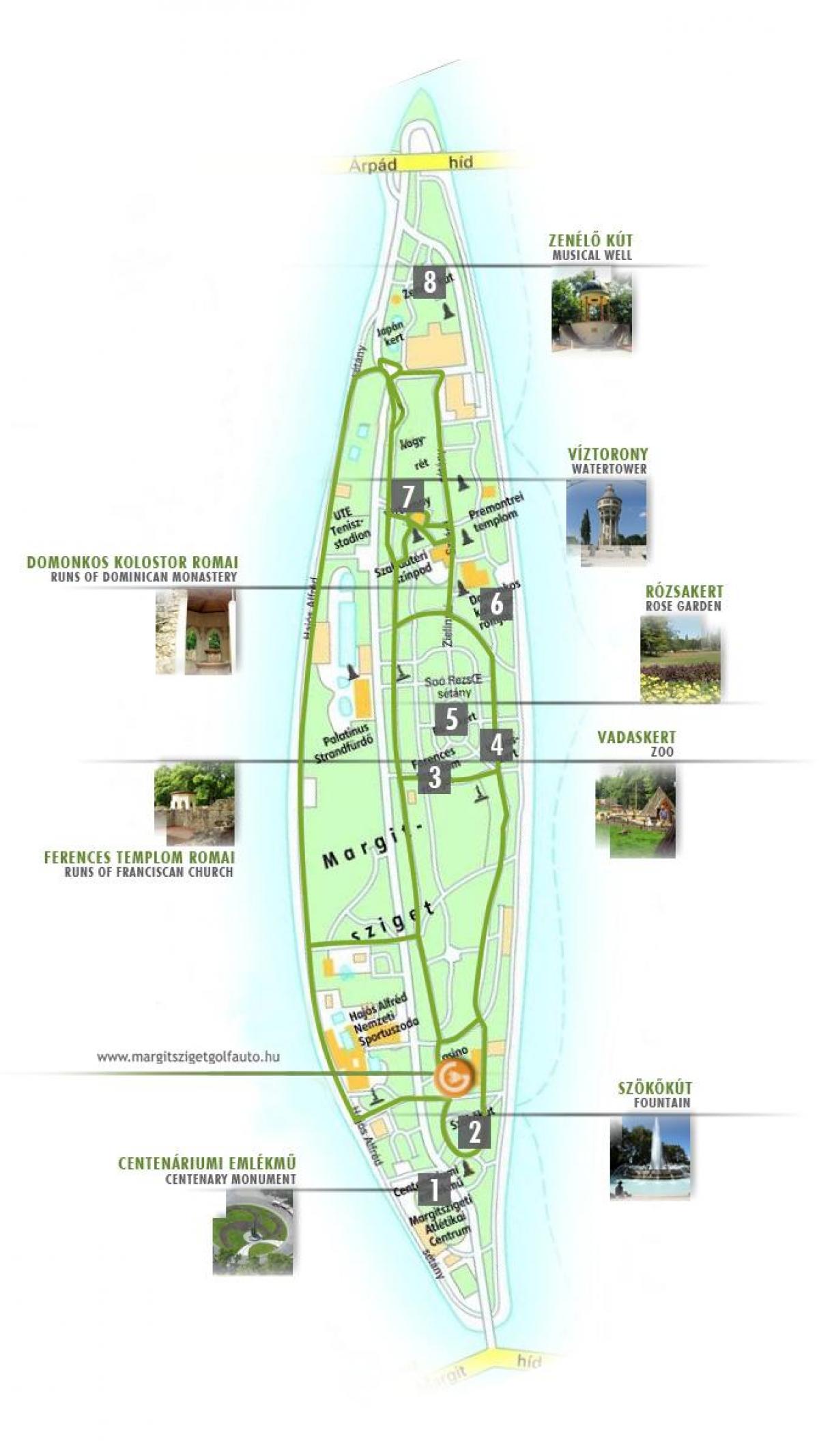 mapa margaret island budapešti
