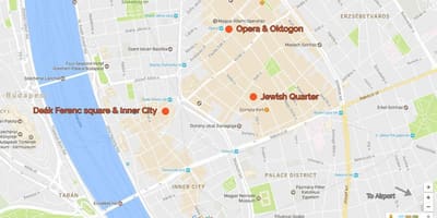 Mapa deak námestí v budapešti